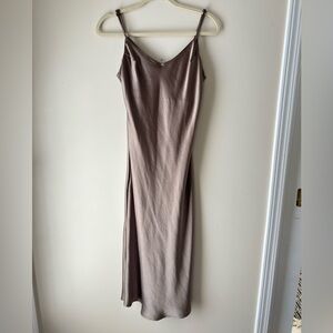OAK + FORT Taupe Maxi Dress with Spaghetti Straps